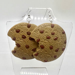 Large Chocolate Chip Cookie Earrings - Statement Earrings - Novelty Earrings